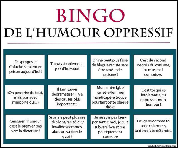 Bingo de l'humour oppressif